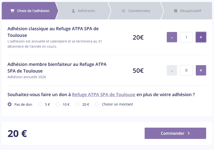 Étape 1 : Choix de la formule HelloAsso